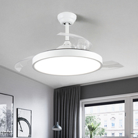 Kit d'entrepôt commercial de luxe à enroulement invisible de lustre à distance dans la lumière de ventilateur de plafond de silence de ventilation