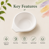 Cangkir Cat Bagasse Ramah Lingkungan Sekali Pakai dengan Pegangan, Wadah Pulp Biodegradable untuk Cat Air, Akrilik & Kelas Seni