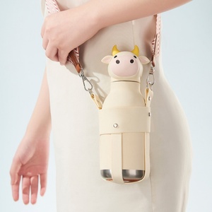 Thép không gỉ chân không phích cup 304 phim hoạt hình bò sữa động vật đầu thiết kế với chai nước rơm cho trẻ em - Product Image 5