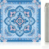Tapete de Mahjong Americano de Lujo con Diseño Floral, Plegable, Ecológico, Tamaño Estándar de EE. UU., Superficie Impermeable y Silenciosa, Tema Rosa y Azul