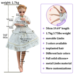 20" Realistic Full Body Solid Silicone Dolls 50cm Girl <strong>Mannequin</strong> with Movable Metal Limbs 18+ Ages Collectibles Display Doll - Product Image 5