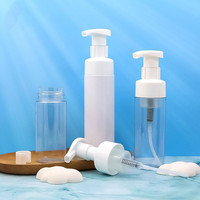 Botol pompa busa plastik bulat kosong 100ml 200ml pompa busa Mousse Pembersih wajah hewan peliharaan putih transparan