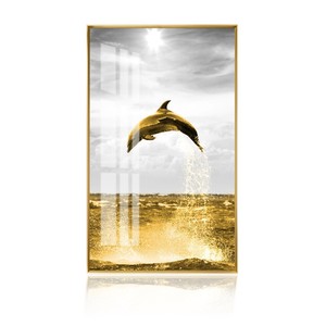 Popolare delfino e barca <span class=keywords><strong>a</strong></span> <span class=keywords><strong>vela</strong></span> decorazione soggiorno pittura stampa tre pezzi Set di pittura porcellana di cristallo - Product Image 3