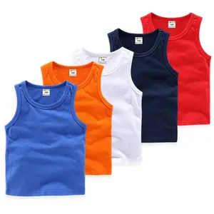 Chất Lượng Cao Trẻ Con Của I-Vest Không Tay 100% Cotton Thể Thao Giản Dị Áo Sơ Mi Áo Sơ Mi Thoáng Khí Và Wiry Rắn Màu Sắc Boys 'Dưới