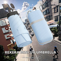 Parapluie de poche compact OEM 6 plis, 6 baleines en fibre de verre, tige en acier, tissu pongé UPF 50+, revêtement noir, pour femme, idéal pour les voyages