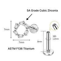 Pendientes de Titanio Grado Implante ASTM F136 JIAXIN con Zirconia y Baño de Oro de 18K, Roscados Internamente, para Labret, Hélix, Tragus, Labio, para Bodas y Uso Corporal