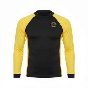 Yellow & Black Long Sleeve Spandex/Nylon Rash Guard T-Shirt for Men - Product Image 2