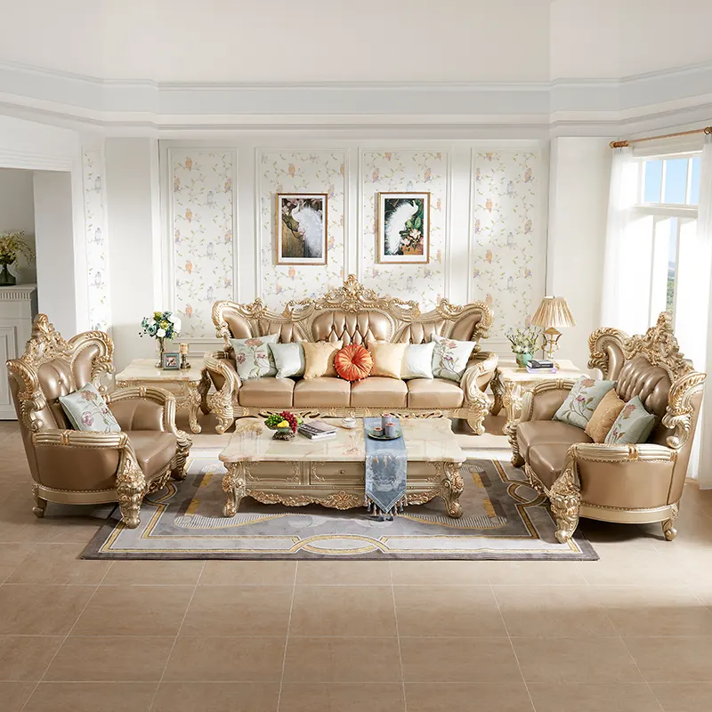 المنزل أثاث غرفة المعيشة كراسي الملكي الكلاسيكية الفاخرة مجموعة أريكة الأثاث العتيقة أريكة تصميم