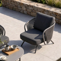 Seilgeflecht Aluminium Outdoor-Sofa-Set, Designer-Gartenmöbel für Villa, Garten, Hotel, B&B und Terrasse