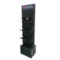 Vitrines de présentation en acrylique double face en métal avec serrure, étagères de présentation de produits cosmétiques et de soins de la peau pour magasin de détail