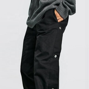 Men Custom Embroidery Straight Leg Relaxed Fit Sports <strong>Joggers</strong> Casual Street Wear Twill Side <strong>Popper</strong> Trouser With Pockets - Product Image 6