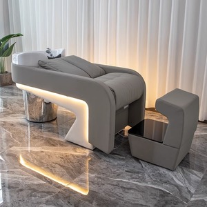 Modern Design High Quality Barbershop Commercial Furniture Shampoo <b>Bed</b> Lying Shampoo Chair with <b>LED</b> Lighting for Hair Salon - Product Image 1