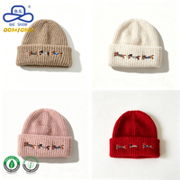 Gorro de Punto Promocional de Invierno con Bordado de Dachshund, Diseño Personalizado, Puño Acanalado, Venta al por Mayor, Embalaje de Marca, OEM