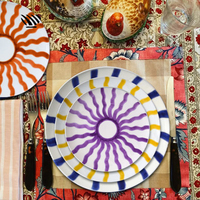 Ensemble d'assiettes en porcelaine bohème tropicale aux couleurs vives - Respectueux de l'environnement, passe au lave-vaisselle et au micro-ondes, idéal pour la décoration de table de mariage