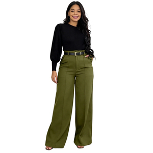 Abbigliamento Personalizzato di Marca, <span class=keywords><strong>Pantaloni</strong></span> Casual da Donna Taglie Forti, Stile Streetwear, Gamba Dritta <span class=keywords><strong>Senza</strong></span> <span class=keywords><strong>Cintura</strong></span>, Moda Sehe - Product Image 1