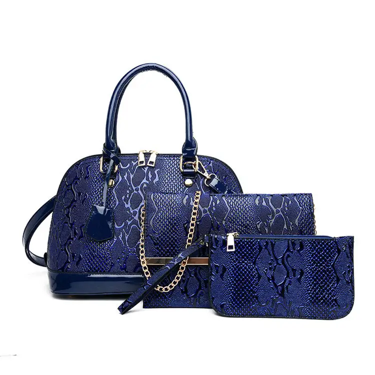 3 PCS Wholesale Fashion snake Crocodile Pattern Woman Sac a main femme PU Leather Tote Shoulder Bag Ladies HandBag Set