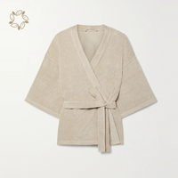 Robe en tissu éponge bio en mélange de coton et bambou, Kimono en bambou, Robe en tissu écologique, Peignoir, Serviette de bain en coton éponge à manches courtes
