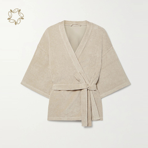 Organic Bamboo Cotton Blend Terry Robe Bamboo Kimono Robe Eco Cloth Robe <strong>Dressing</strong> <strong>Gown</strong> Short Sleeve Terry Cotton Bath <strong>Towel</strong> - Product Image 6