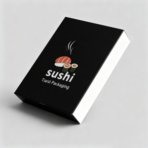 Caja de Regalo Biodegradable Personalizada al por Mayor con Impresión Digital, Contenedor de Embalaje para <span class=keywords><strong>Sushi</strong></span> para Llevar, Caja de <span class=keywords><strong>Sushi</strong></span> Magnética Negra con Logotipo - Product Image 3