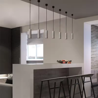Lampe suspendue LED en béton de style nordique, tube long moderne, pour bar, salon, cuisine, chambre à coucher, décoration industrielle