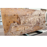 Dalle de marbre KT Stone Amber Honey, motif anneau brun orangé chaud, charme vintage pour mur de cave à vin, îlot de cuisine, sol de pub