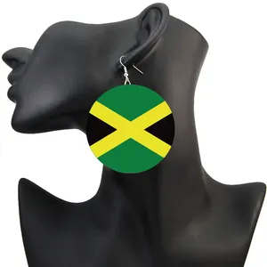 Fabricant Jamaïque Carte Charm Drapeau Pendentif Afrique Inspirational Porte-clés Collier Bracelet Boucles d'oreilles Porte-clés Ensemble de bijoux