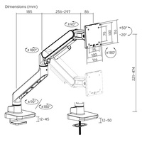 Bras de support de moniteur ultra-large LDT81N-C012 17-49 pouces 20 kg, support de bureau réglable à ressort à gaz unique pour moniteur d'ordinateur