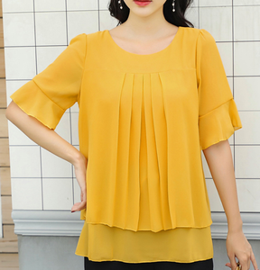 ملابس علوية للنساء مقاس كبير <span class=keywords><strong>5XL</strong></span> قمصان صيفية قصيرة الأكمام بلوزة شيفون - Product Image 2
