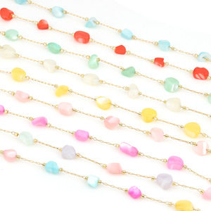 Chaîne de perles en acier inoxydable en forme de coquillage 4-5mm, coquille de fer à cheval irrégulière, apprêts de bijoux DIY, coloré, été 2025 - Product Image 5