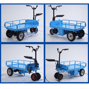 4-व्हील मेटल प्लेटफॉर्म ट्रोली के साथ इलेक्ट्रिक फ्लैटबेड वेयरहाउस हैंडलिंग ट्रक और सवारी के लिए - Product Image 2