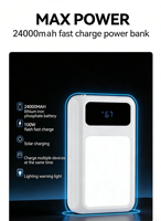 Batterie Externe Solaire MPPT en Gros avec Logo Personnalisé 24000 mAh 100W avec Panneau Solaire et Lumière LED pour Téléphones Mobiles