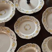 Nieuwe aanwinst: Franse vintage kant-rand keramische serviesset, creatief geëmbossed citroen keramiek dessert- en taartbord