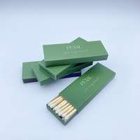Cajas de cerillas delgadas personalizadas al por mayor, de madera natural verde oscuro, cerillas largas personalizadas para recuerdos de boda