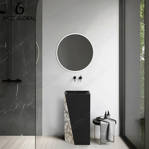 Lavabo de Pedestal Moderno para Baño de Apartamento, con Empalmes de Piedra Natural, Marca OEM, Hecho en Malasia, para Interiores Contemporáneos - Product Image 3