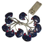 Guirlande lumineuse LED imperméable à piles, motif chat noir d'Halloween, lumières féériques de dessin animé, pour usage extérieur, fête, décoration de la maison