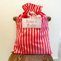 Sac cadeau en satin réutilisable de sublimation de sac de père noël de noël de luxe sac en toile de noël à rayures avec pompon