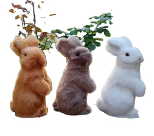 Nouveau jouet Animal réaliste gris en peluche lapin en gros insectes lapin pour voiture accessoires modèles personnalisés ornements de jardin en plastique