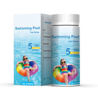 Bandelettes de test pour piscine 5 paramètres, bandelettes de test pour spa 100 unités, kits de test d'eau pour bain à remous, tests chimiques de l'eau de piscine