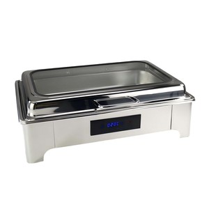 Chauffe-Plats Rectangulaire <span class=keywords><strong>de</strong></span> Luxe 9L <span class=keywords><strong>en</strong></span> Acier Inoxydable, Ensemble Buffet Professionnel, Réchauffeurs Alimentaires à Vapeur, Contrôle Numérique Intelligent 24h/24 - Product Image 5