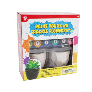 Kerajinan Pot Bunga Plester DIY Khusus Anak, Mainan Menggambar Edukatif, Keramik Retak 6 Warna, Produksi OEM - Product Image 5