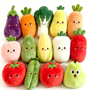 Ensemble de peluches légumes personnalisables, Adorables jouets en peluche fruits, Peluches légumes souriants, Mignonne collection de peluches légumes - Product Image 2