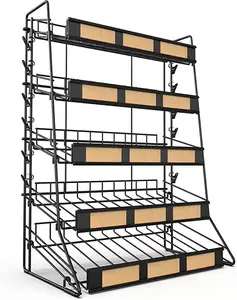 Scaffale per patatine fritte/espositori per vendita al dettaglio/scaffale per caramelle nero a 3 livelli, canale grafico/supporto per Snack/grafico per organizzatore