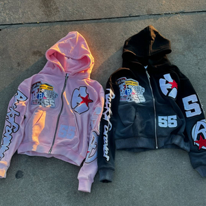 Fabricants de vêtements Sweat à capuche personnalisé Logo Patch Broderie Zip up Sweats à capuche surdimensionnés Hommes pour Streetwear - Product Image 1