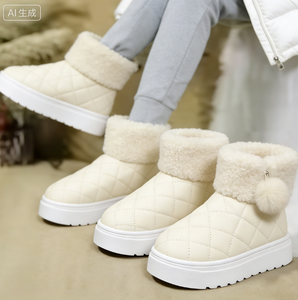 <span class=keywords><strong>Stivali</strong></span> da Neve per Donne <span class=keywords><strong>Invernali</strong></span> alla Moda con Bordo in Filato e Velluto Spesso per Tenere al Caldo, Stivaletti Piatti alla Moda per Studentesse - Product Image 6