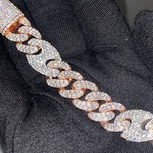 Pulsera de Eslabones Cubanos de Plata de Ley 925 Premium con Moissanita y Piedras VVS, Joyería Elegante Estilo Hip Hop para Hombres y Mujeres - Product Image 4