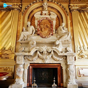 Caminetto Moderno Autoportante per Interni con Rivestimento in Marmo Naturale per Villa - Product Image 2