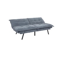 Sofá cama Nisco moderno gris con futón doble, respaldo dividido convertible con patas de metal, diseño plegable para uso en la sala de estar