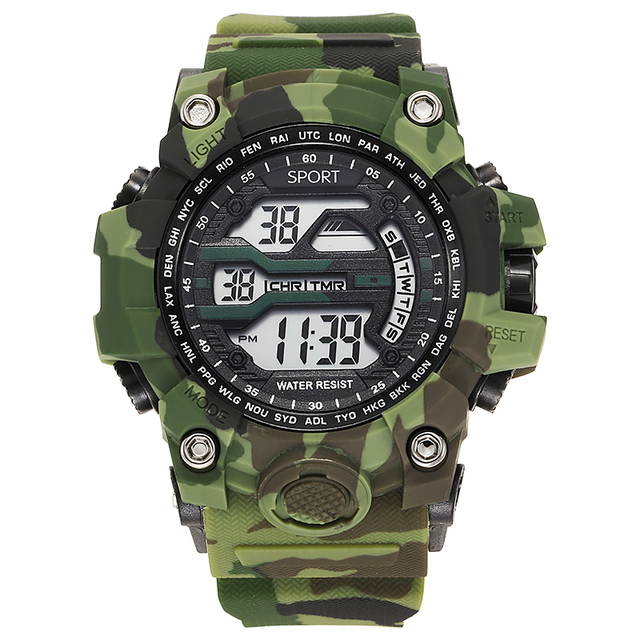 Waterproof LED Light Sports Mens Digital Watches