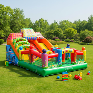 Château gonflable personnalisé <span class=keywords><strong>sur</strong></span> le thème des petits cochons, avec toboggan, respectueux de l'environnement, <span class=keywords><strong>pour</strong></span> les fêtes d'enfants dans le jardin – Fournisseur direct usine - Product Image 1