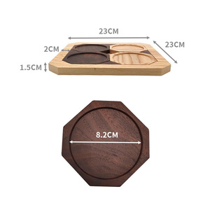 Posavasos creativos de madera con grabado de logotipo, bandejas de madera para té, tapetes para té, tapetes aislantes del calor de estilo japonés. - Product Image 1